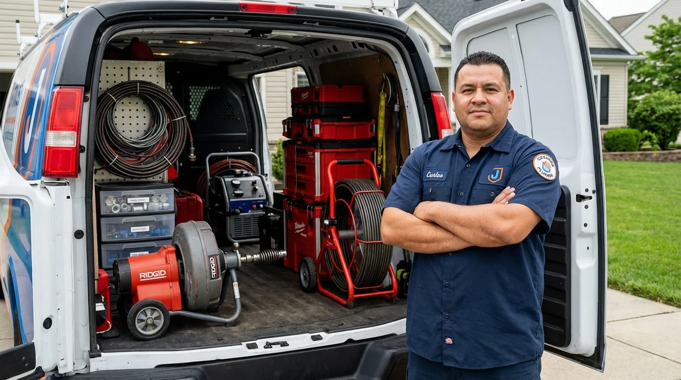 Professional drain cleaning equipment and Johns Plumbing LLC plumber in Manton