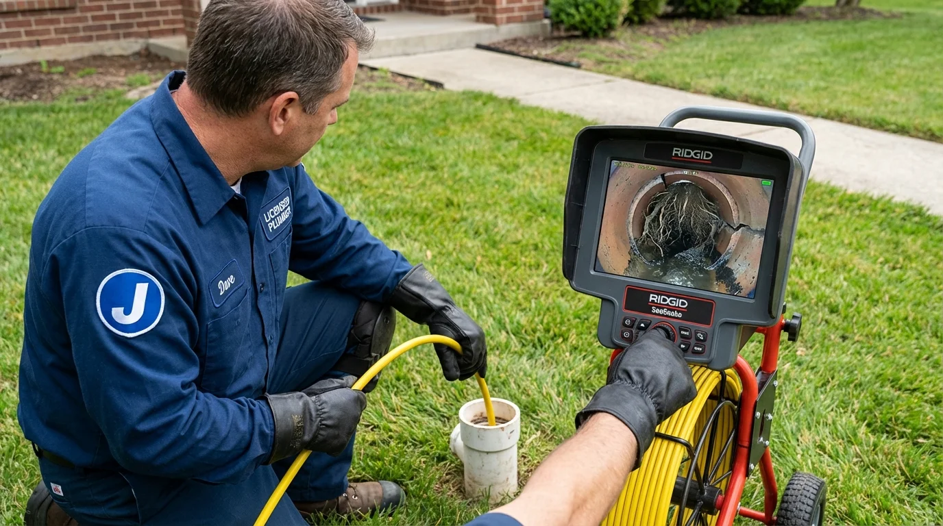 Sewer camera inspection being performed by Johns Plumbing LLC in Manton