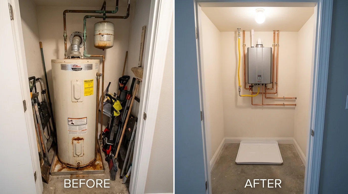 Tank water heater versus wall-mounted tankless unit comparison for Manton, MI homeowners