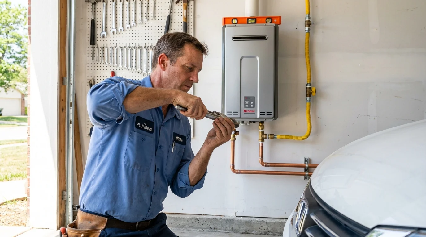 Tankless water heater installation by a Johns Plumbing LLC plumber in Manton